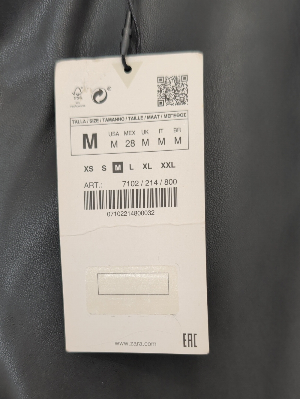 New ZARA Mid Rise Side Zipper Flat Front Black Faux Leather Cargo Leggings M - Picture 6 of 16